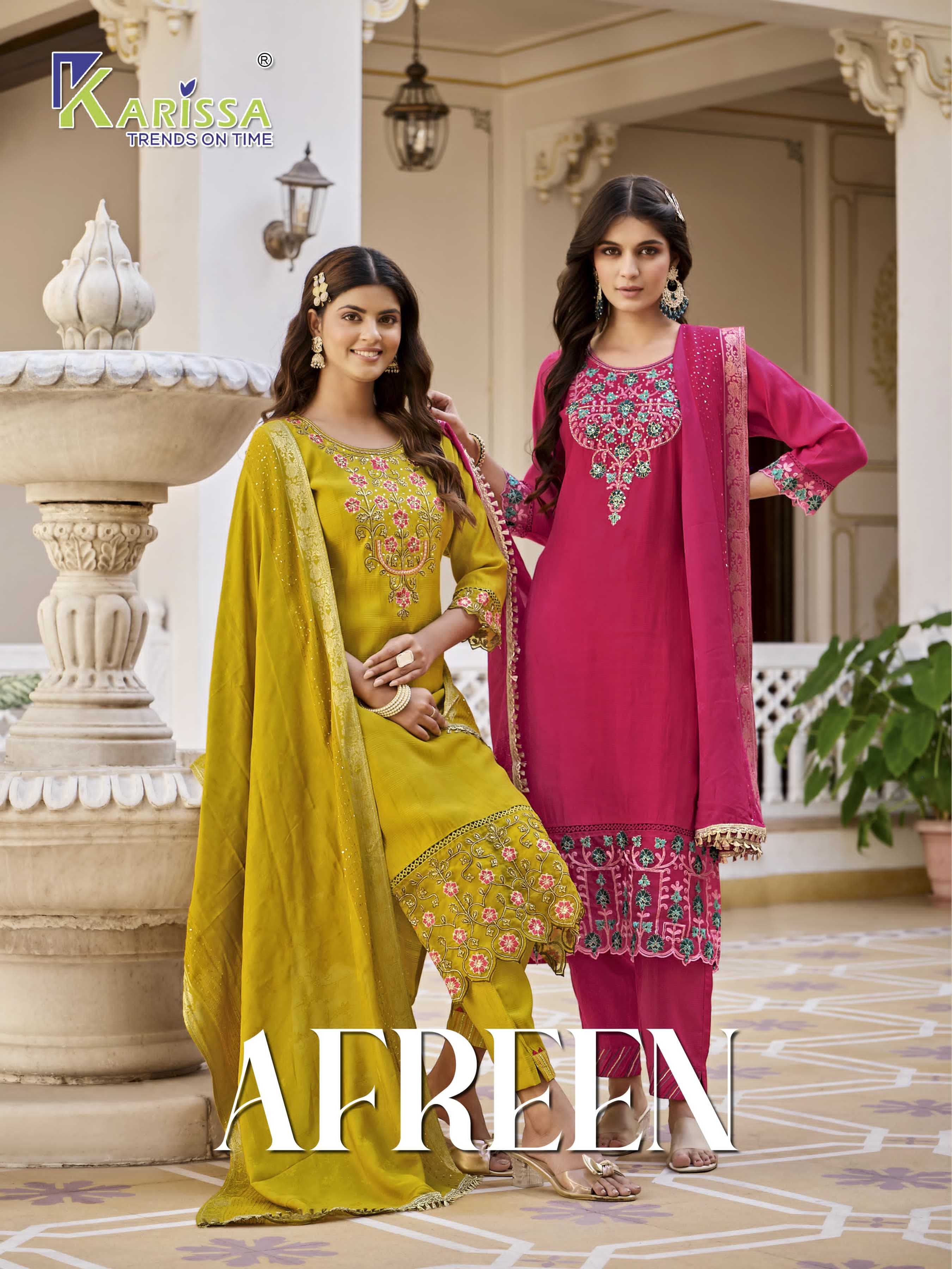 karissa launch afreen festive wear readymade 3pcs suit catalog