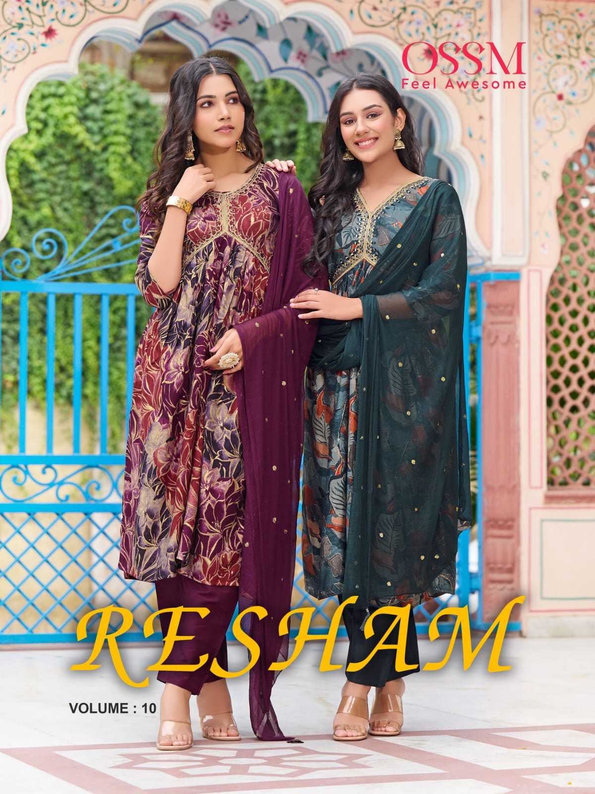 resham vol 10 by ossm festive wear fancy readymade alia cut salwar kameez