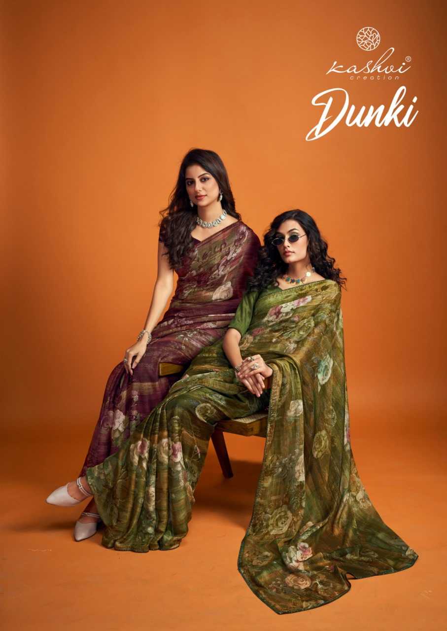 kashvi creation dunki beautiful printed sarees collection