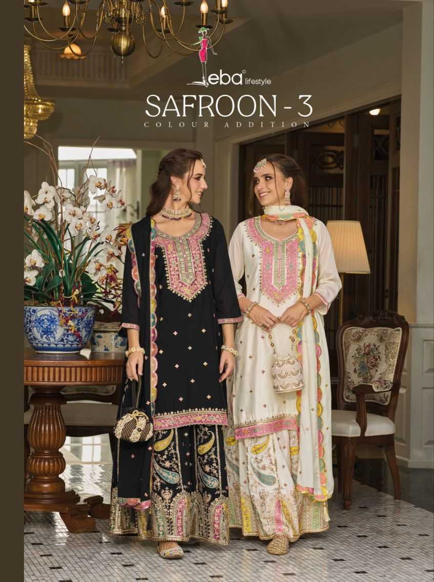 safroon vol 3 colour addition by eba lifestyle designer festive wear pakistani readymade suit