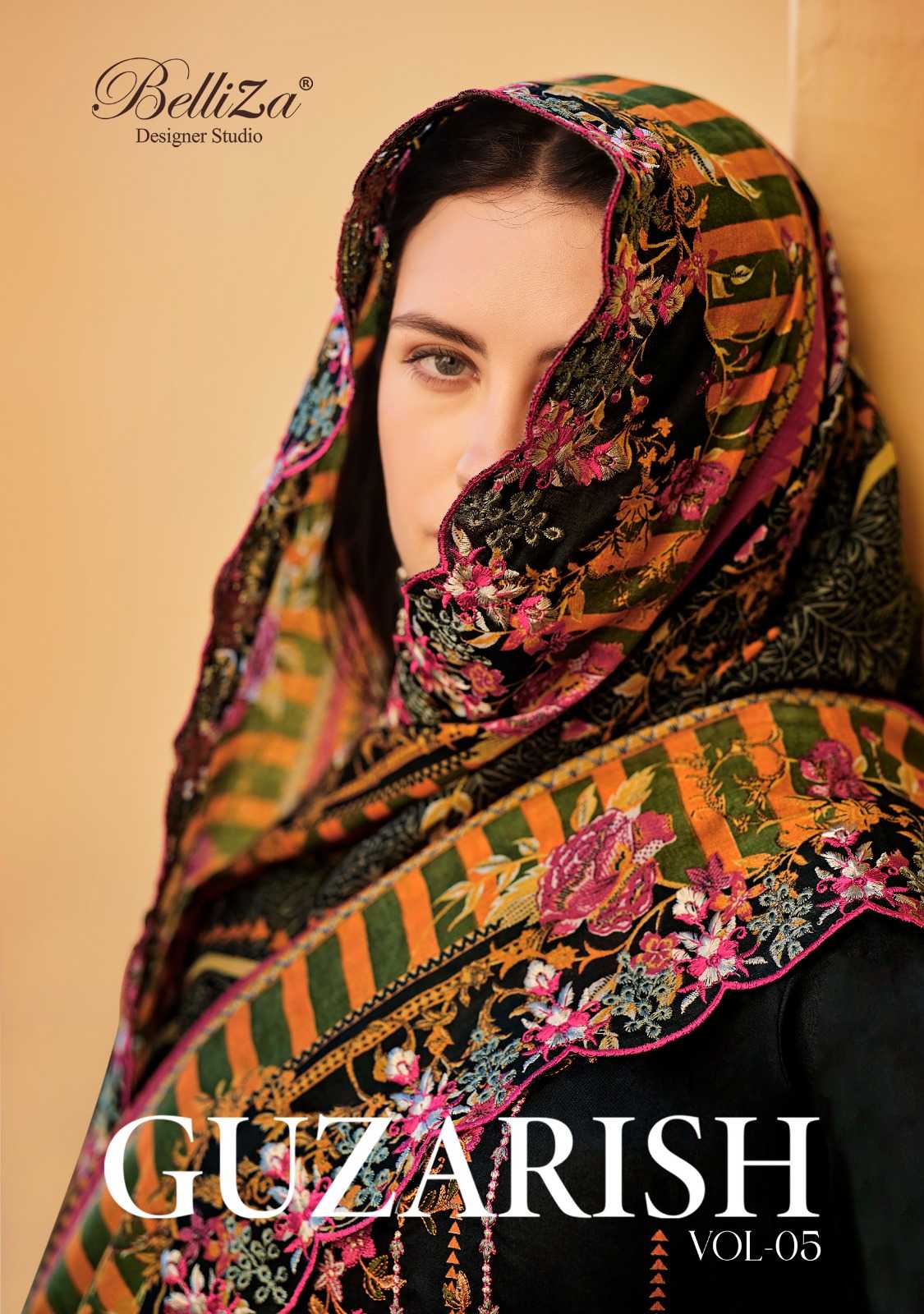 belliza designer guzarish vol 5 pakistani digital print with embroidery work dress material