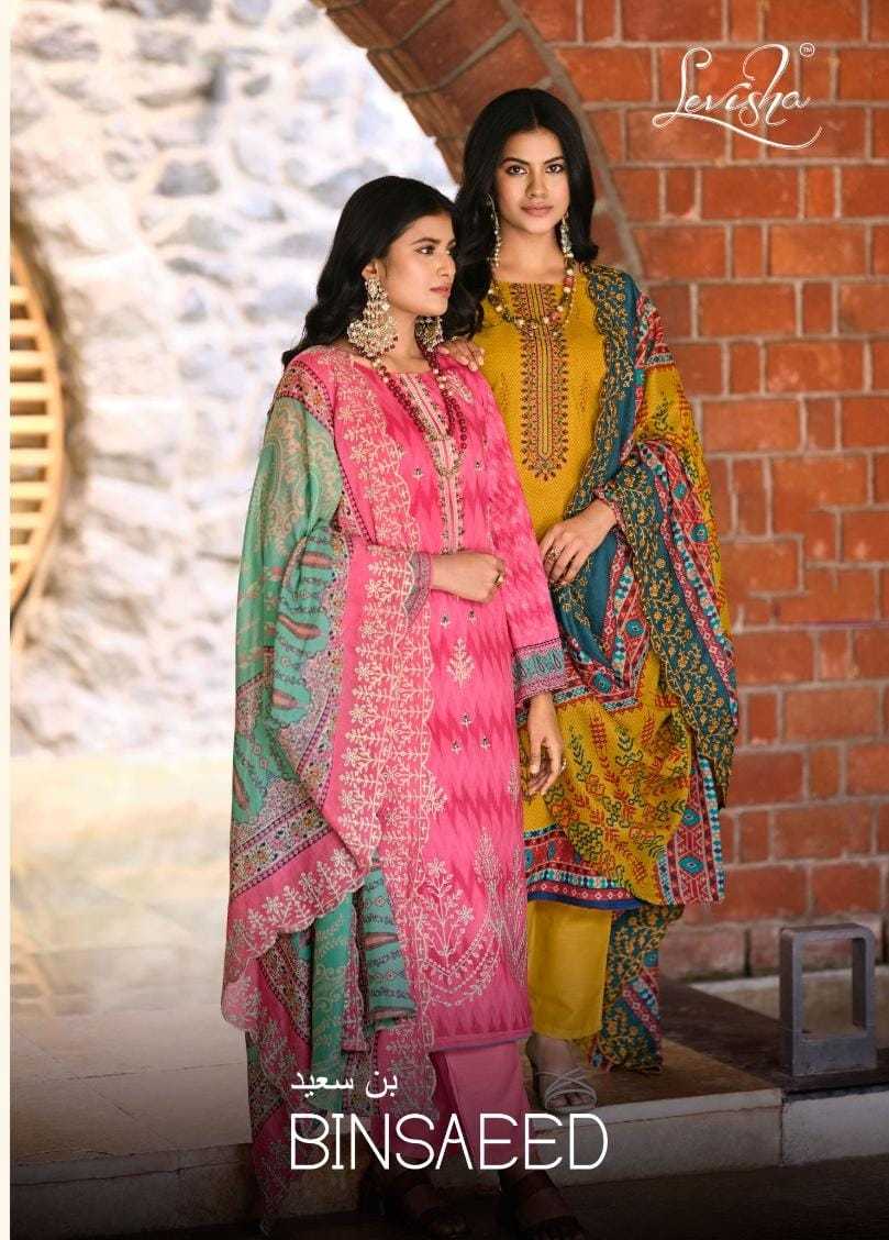 levisha binsaeed cambric cotton pakistani unstitch suit