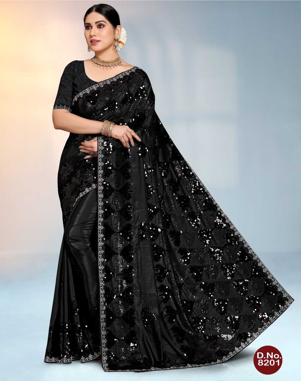 pr 8201 designer wedding wear sequence work sarees collection