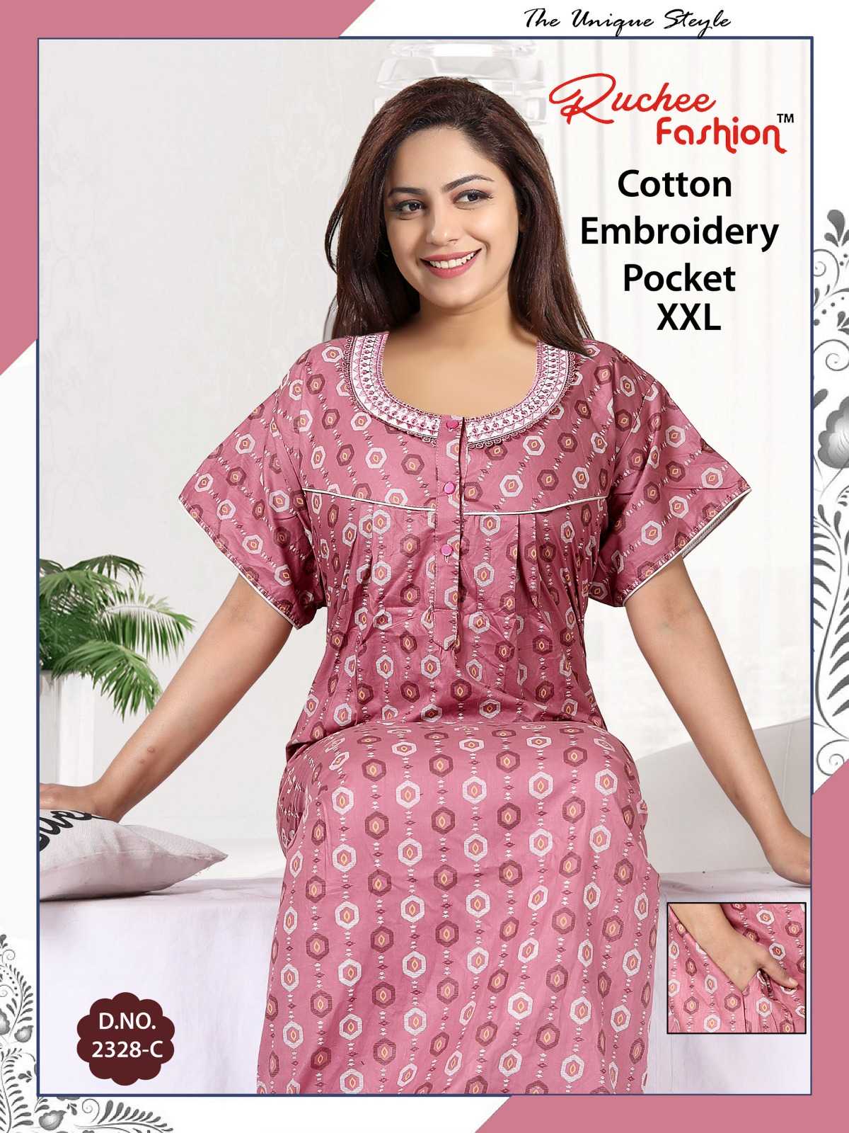 ruchee fashion cotton embroidery pocket part 3 comfy night gown