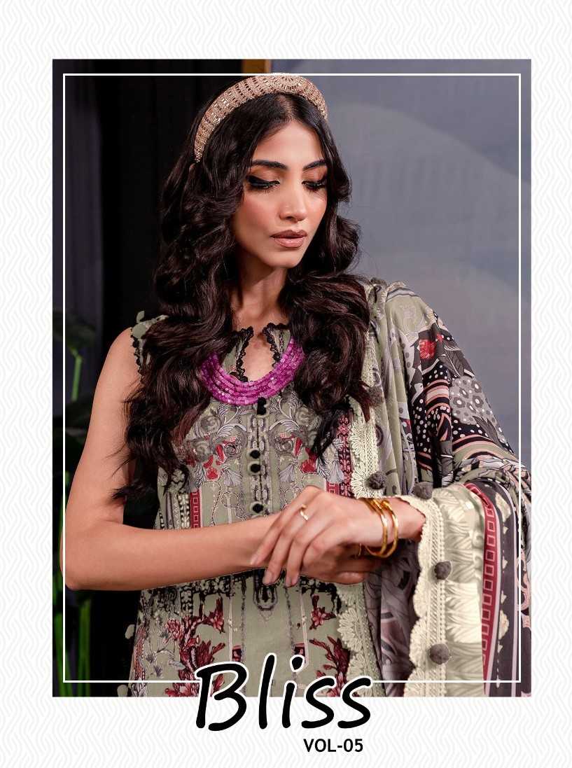 shraddha designer bliss vol 5 pakistani embroidery patch work unstitch suit
