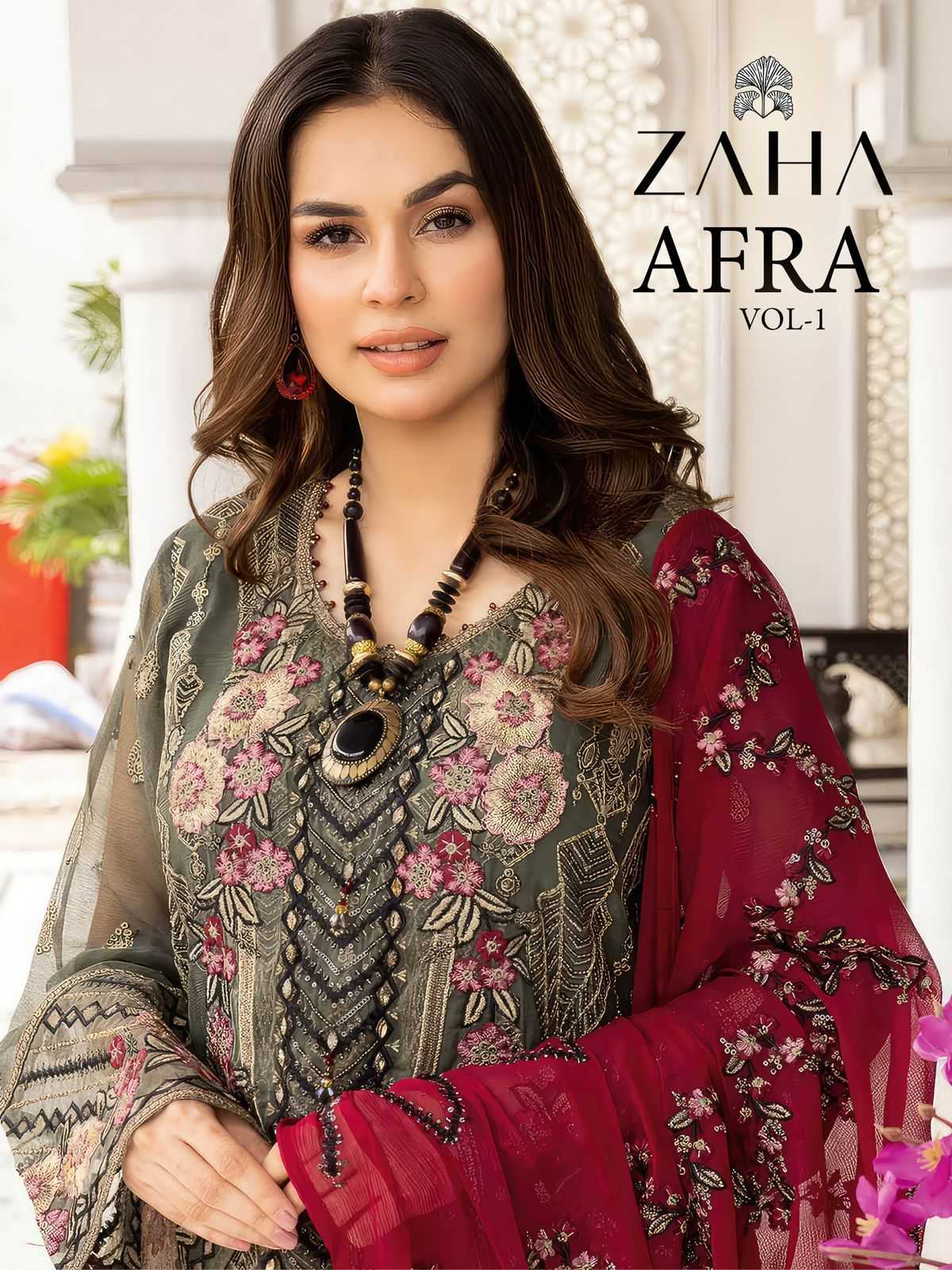 zaha afra vol 1 10284-10286 pakistani latest embroidery work salwar kameez