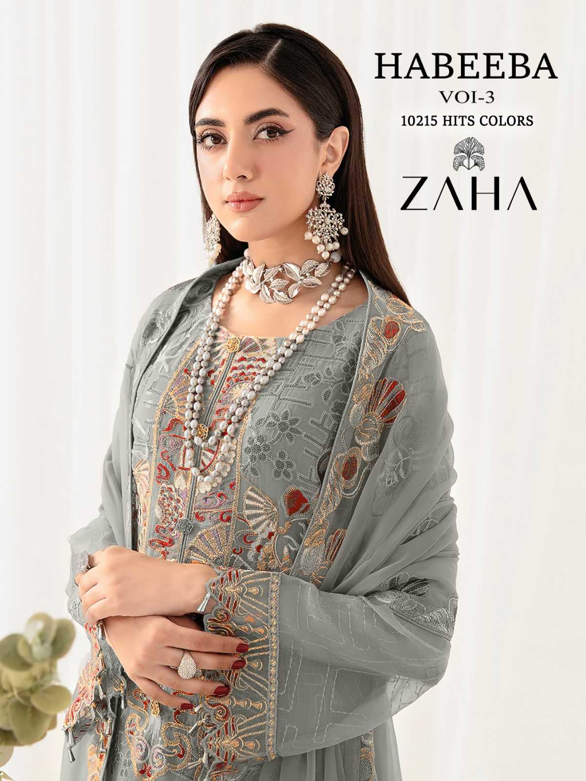zaha habeeba vol 3 10215 abcd pakistani georgette embroidery dress material