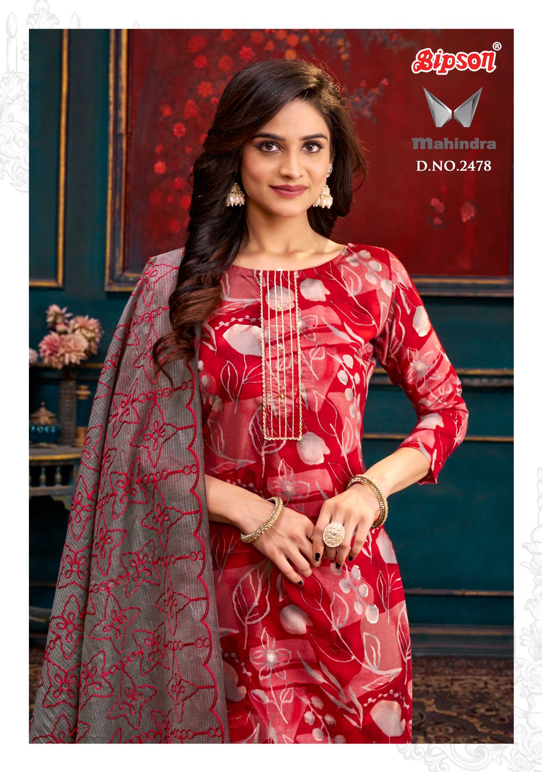 bipson mahindra 2478 printed unstitch dress material 