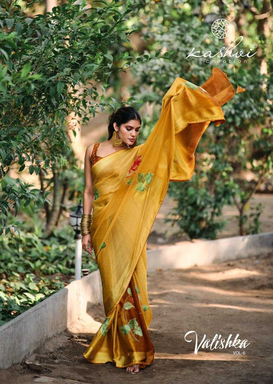 kashvi creation valishka vol 6 fancy wear soft silk saree collection 