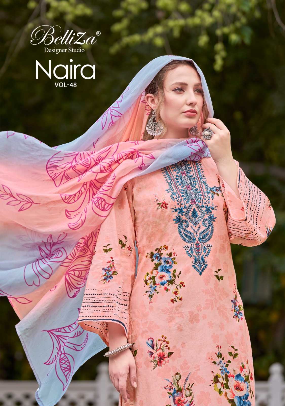 naira vol 48 by belliza designer pure cotton exclusive & embroidery work Pakistani salwar kameez