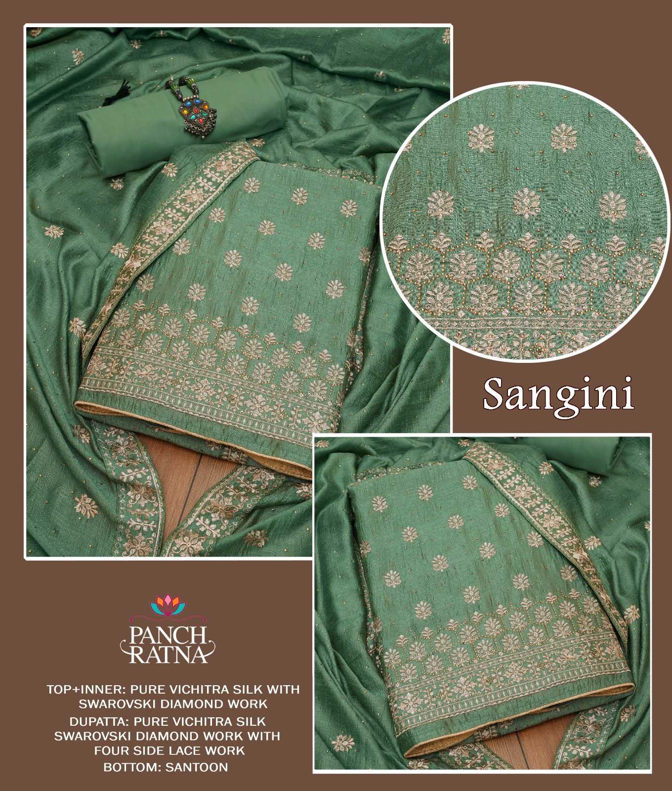 panch ratan sangini silk fancy dress material 