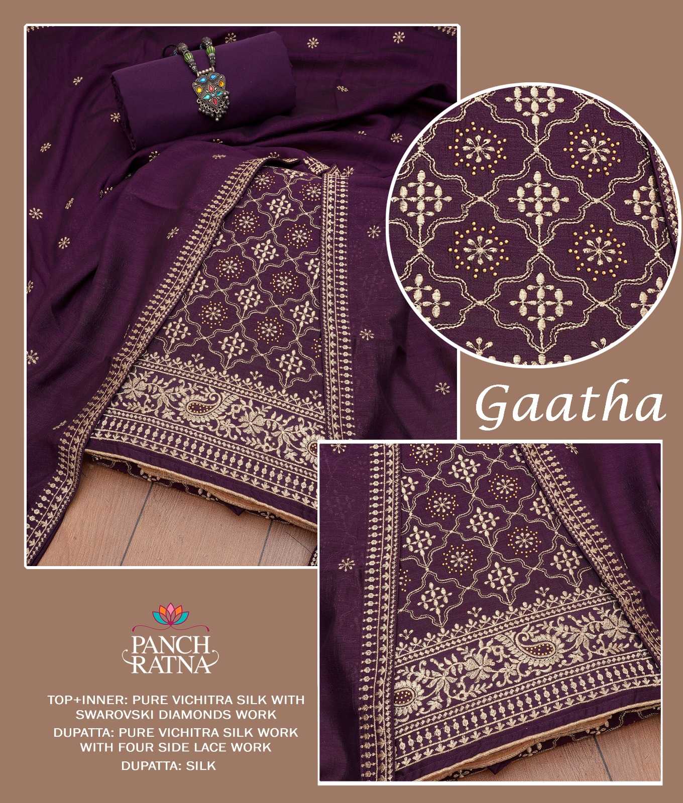 panch ratna gaatha vichitra silk with diamond work unstitch salwar suit