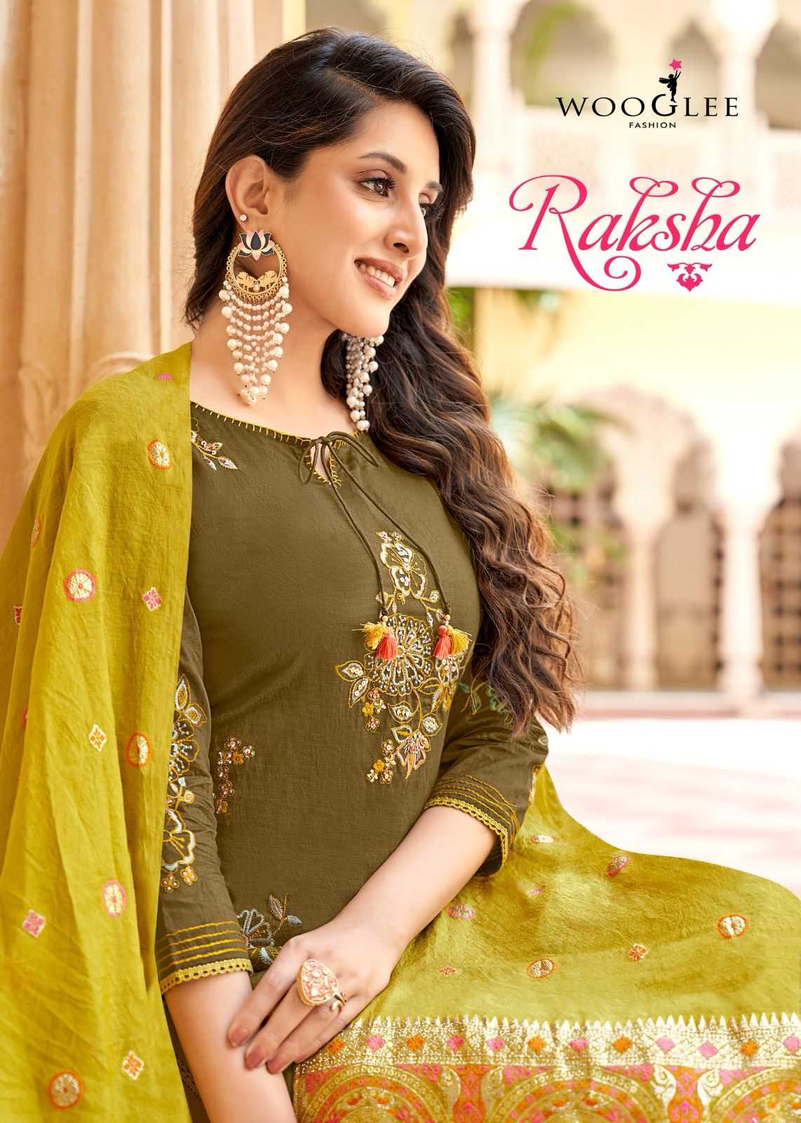 raksha by wooglee latest thread work & handwork full stitch salwar kameez