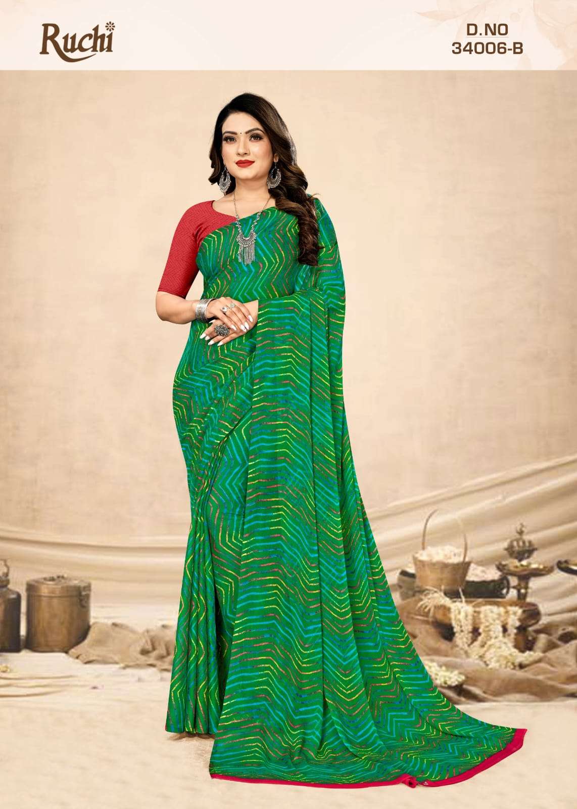ruchi star chiffon lehriya 34006 fancy wear chiffon saree collection 