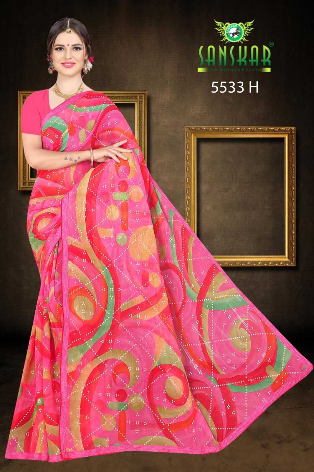 sanskar surmedani vol 2 stylish wear chiffon saree wholesaler 