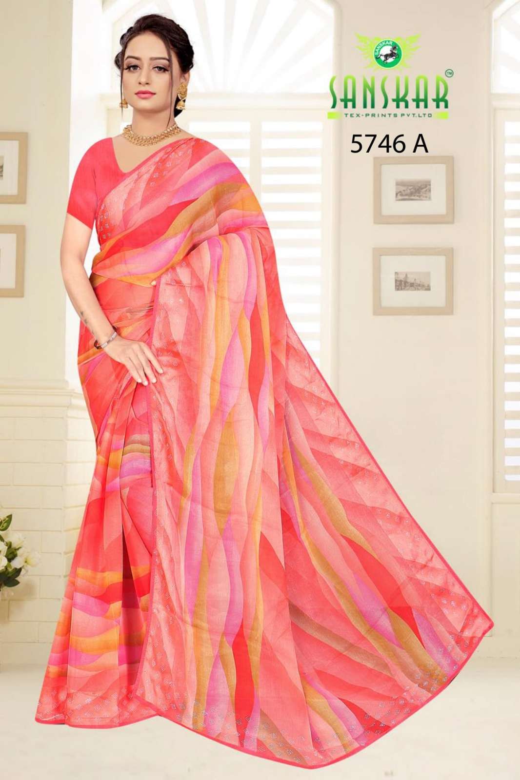 sanskar surmedani vol 2 stylish wear chiffon saree wholesaler 