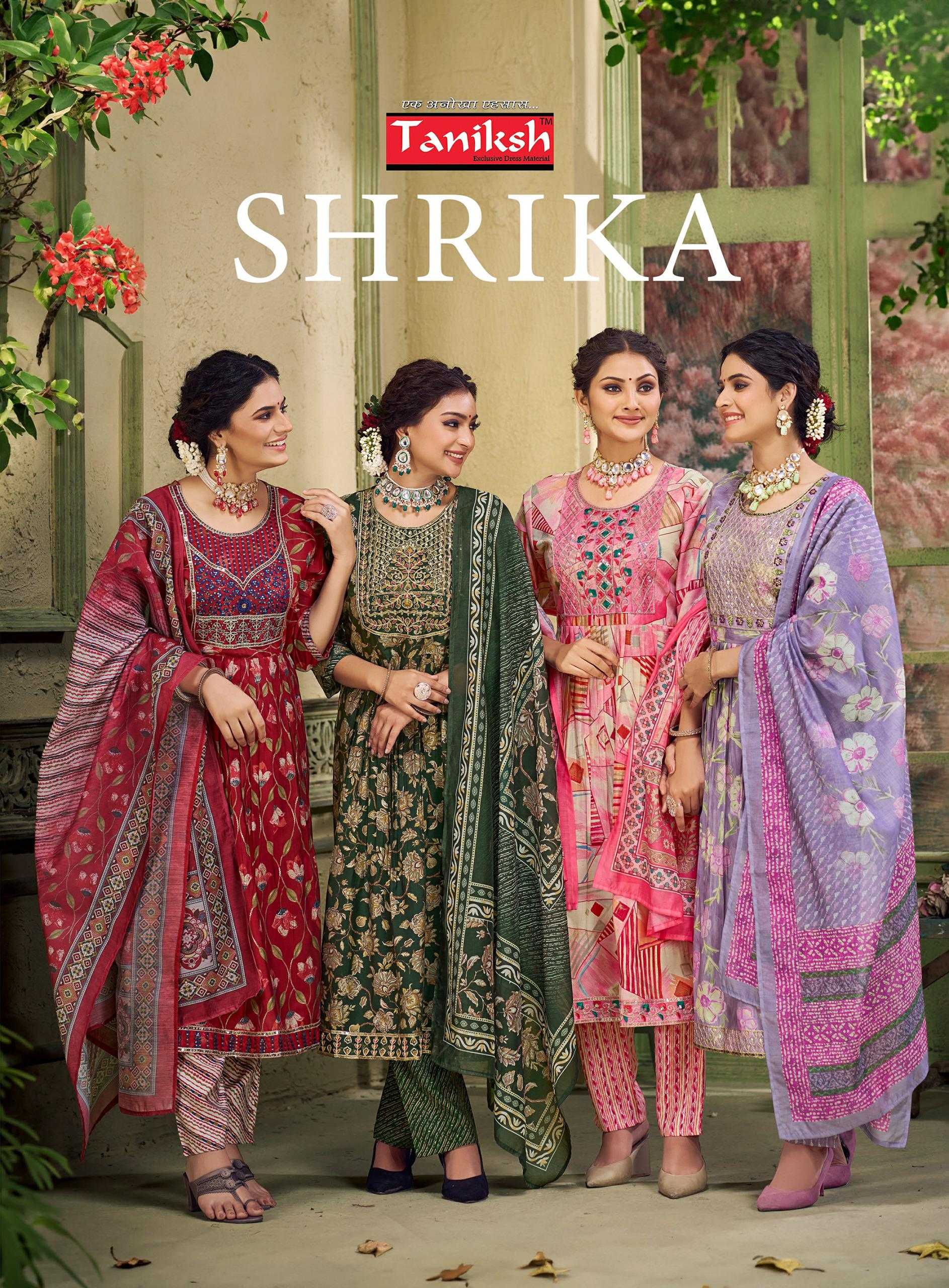 shrika vol 3 by taniksh launch daily wear muslin print with nyra cut full stitch salwar suit