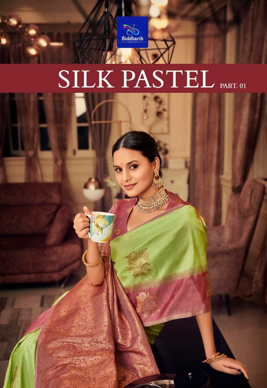 Siddharth silk pastel function wear silk saree supplier