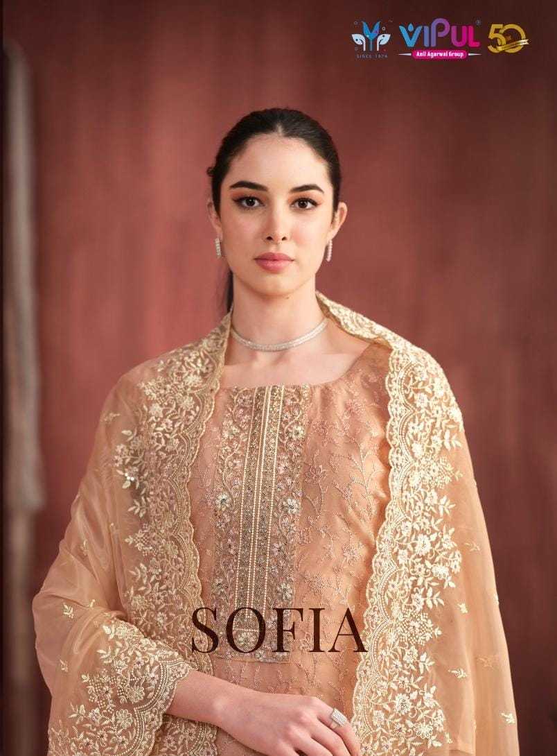 vipul fashion sofia stylish wear organza unstitch salwar suit wholesaler 
