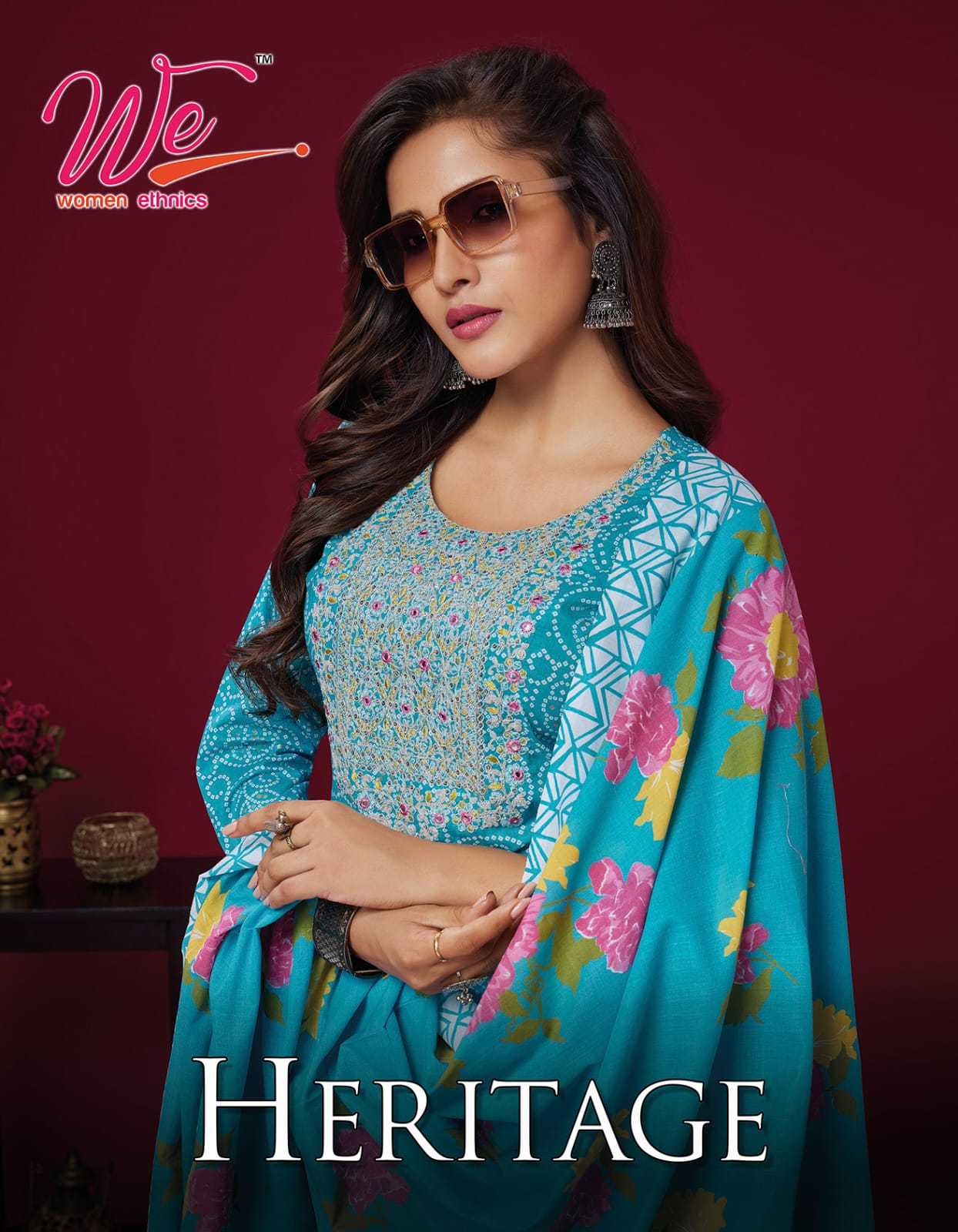 we women heritage cotton printed fancy wear readymade salwar suit 