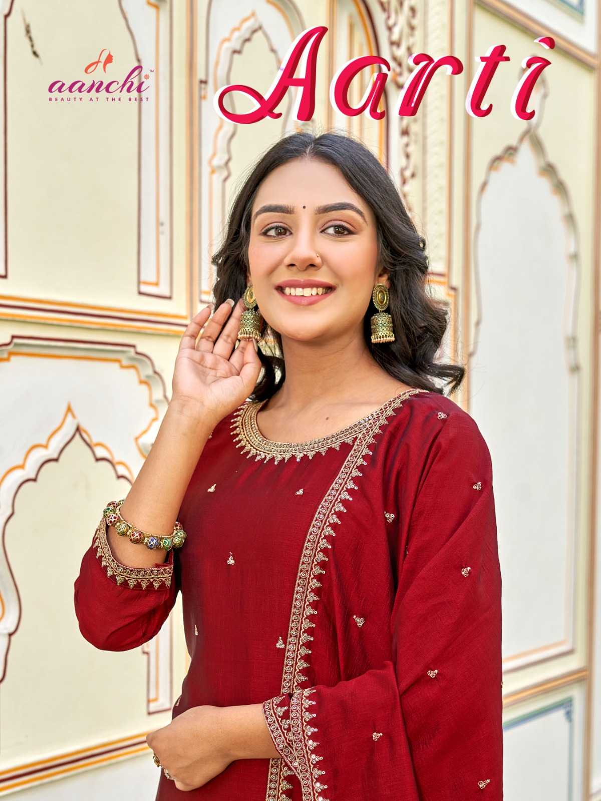 aarti by aanchi kurti ethnic style full stitch vichitra salwar kameez catalog