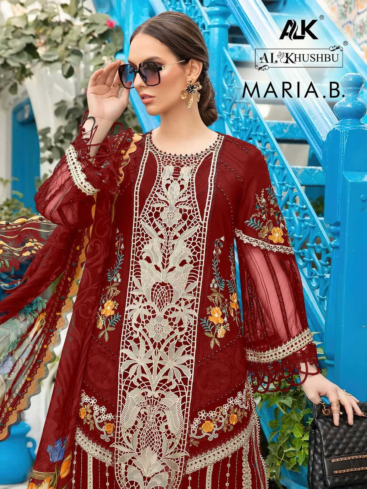 al_khushbu presents maria-b ethnic style pakistani cambric cotton salwar suit 