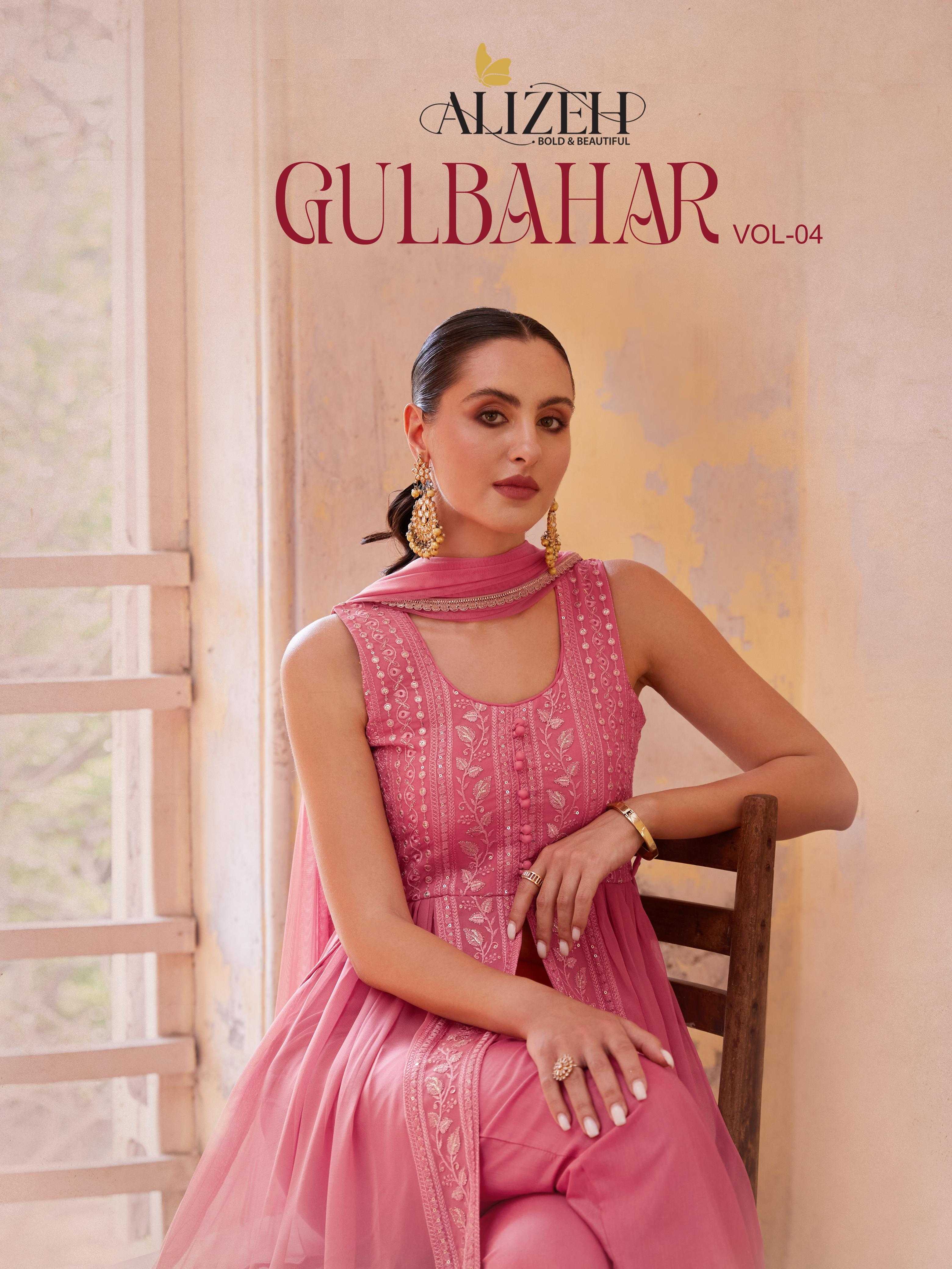 alizeh gulbahar vol 4 traditional frilled long gowns readymade outfit catalog