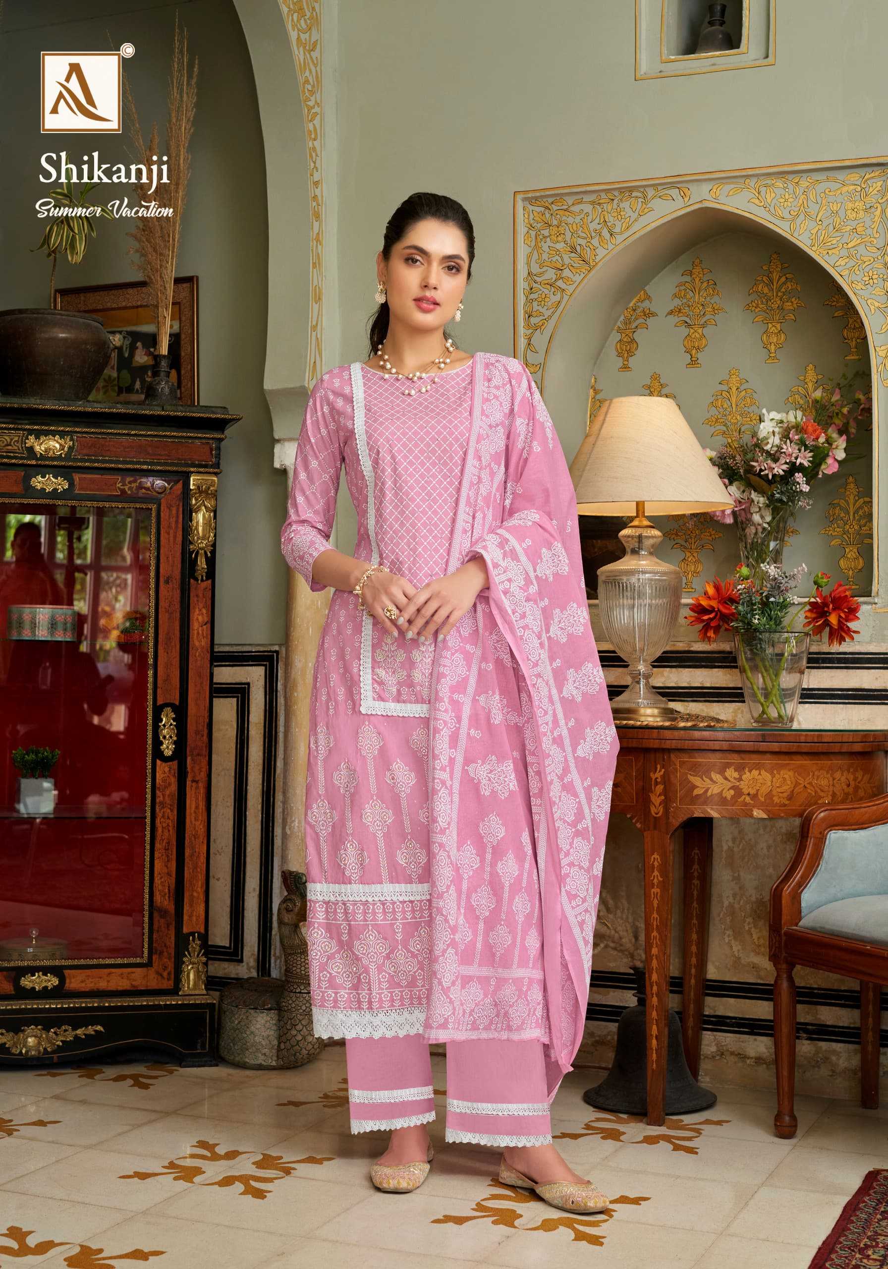 alok suit present shikanji  print with fancy lace work With additional hand work cotton dress material 