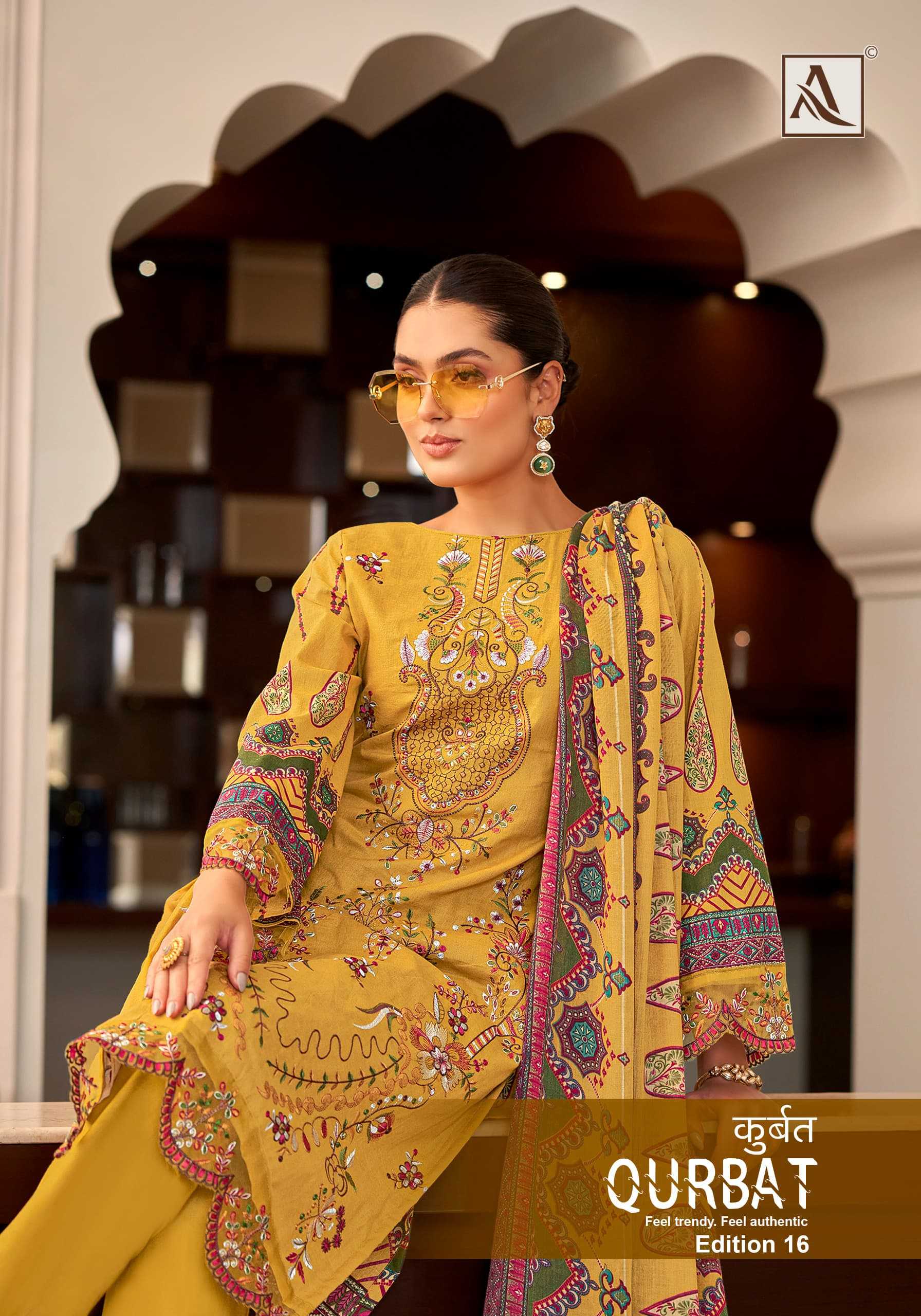 alok suit presents qurbat vol 16 stylish salwar kameez dress material 