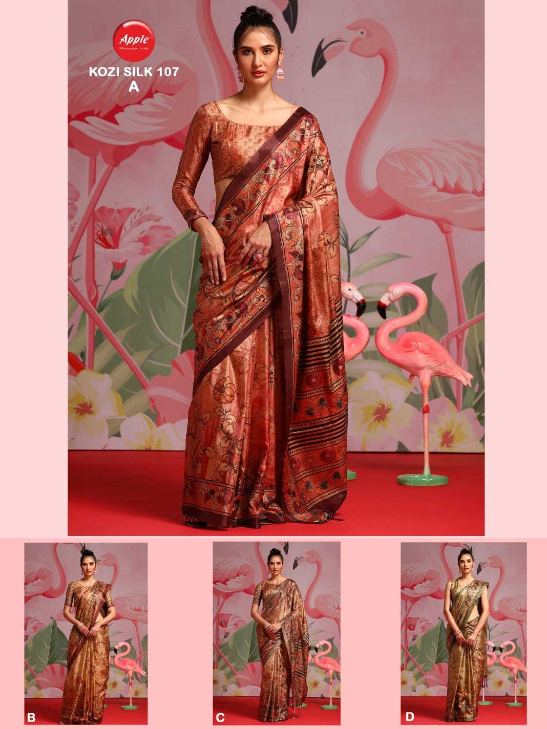 apple presents kozi silk vol 2 fancy newest design saree exports