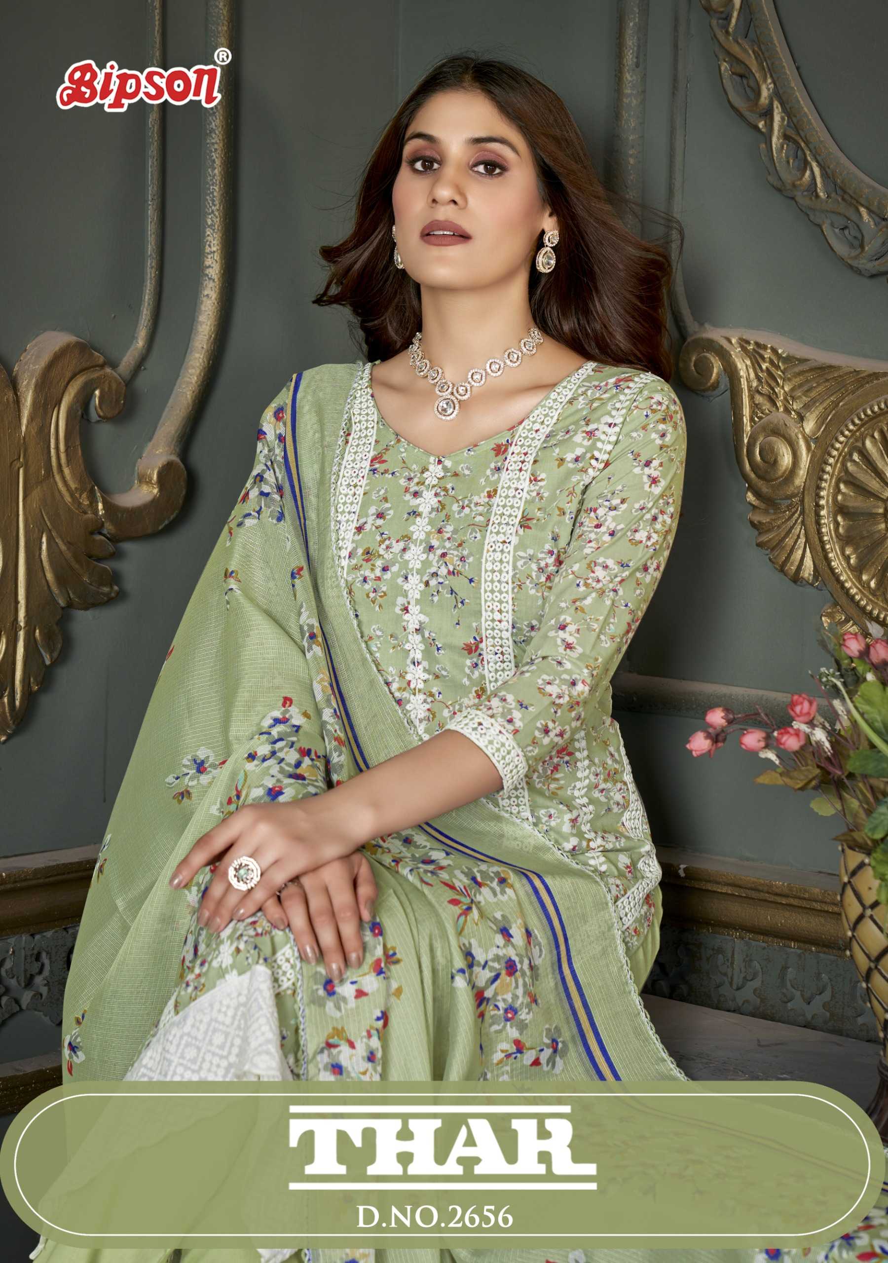 bipson print thar 2656 arriving pure cotton solid  kota chex print dress material 