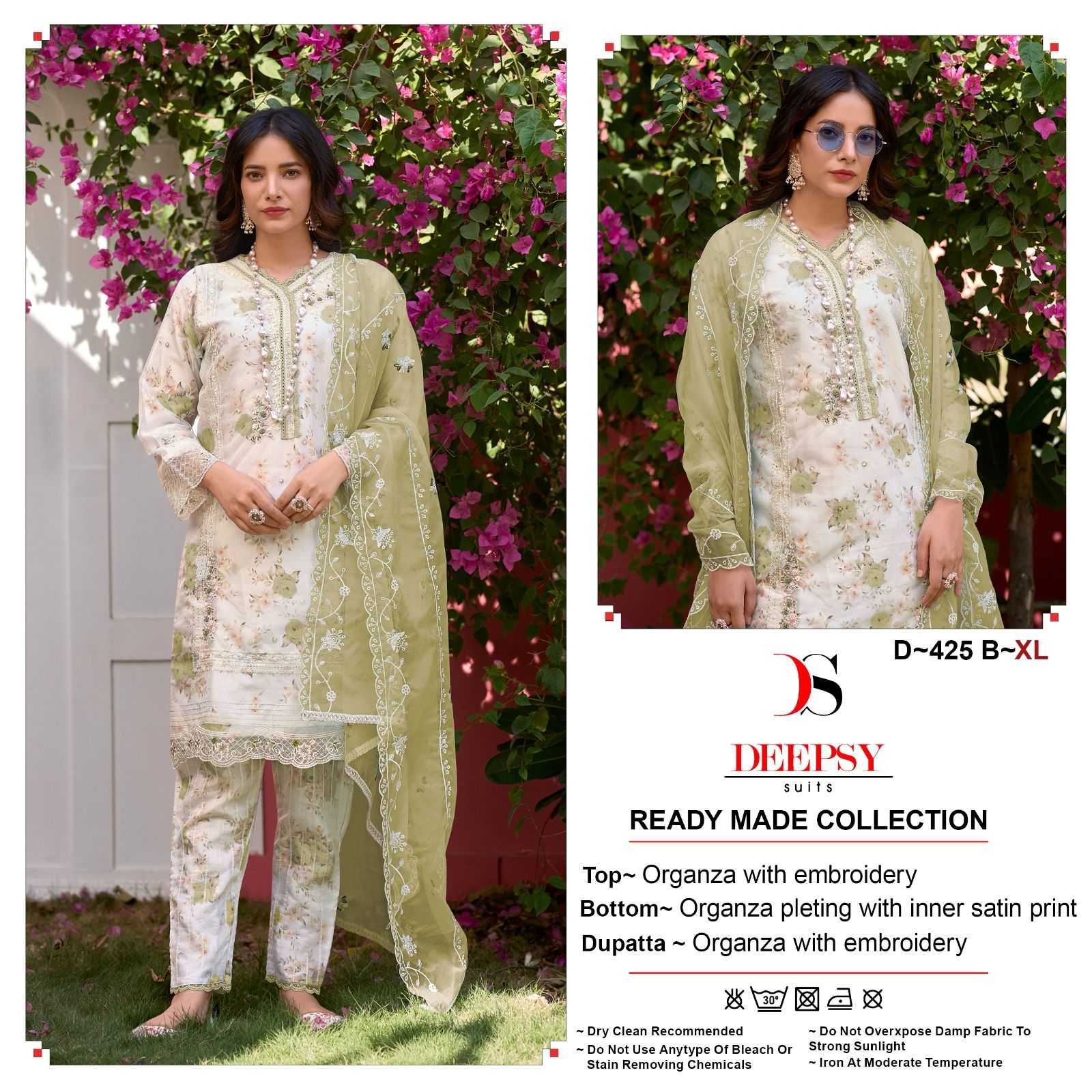 deepsy ready to wear organza pakistani suits design 425 best price 