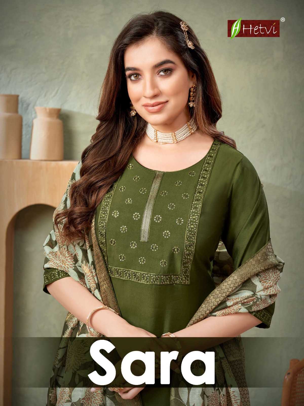 hetvi presents sara fashionable design roman silk full stitch salwar kameez
