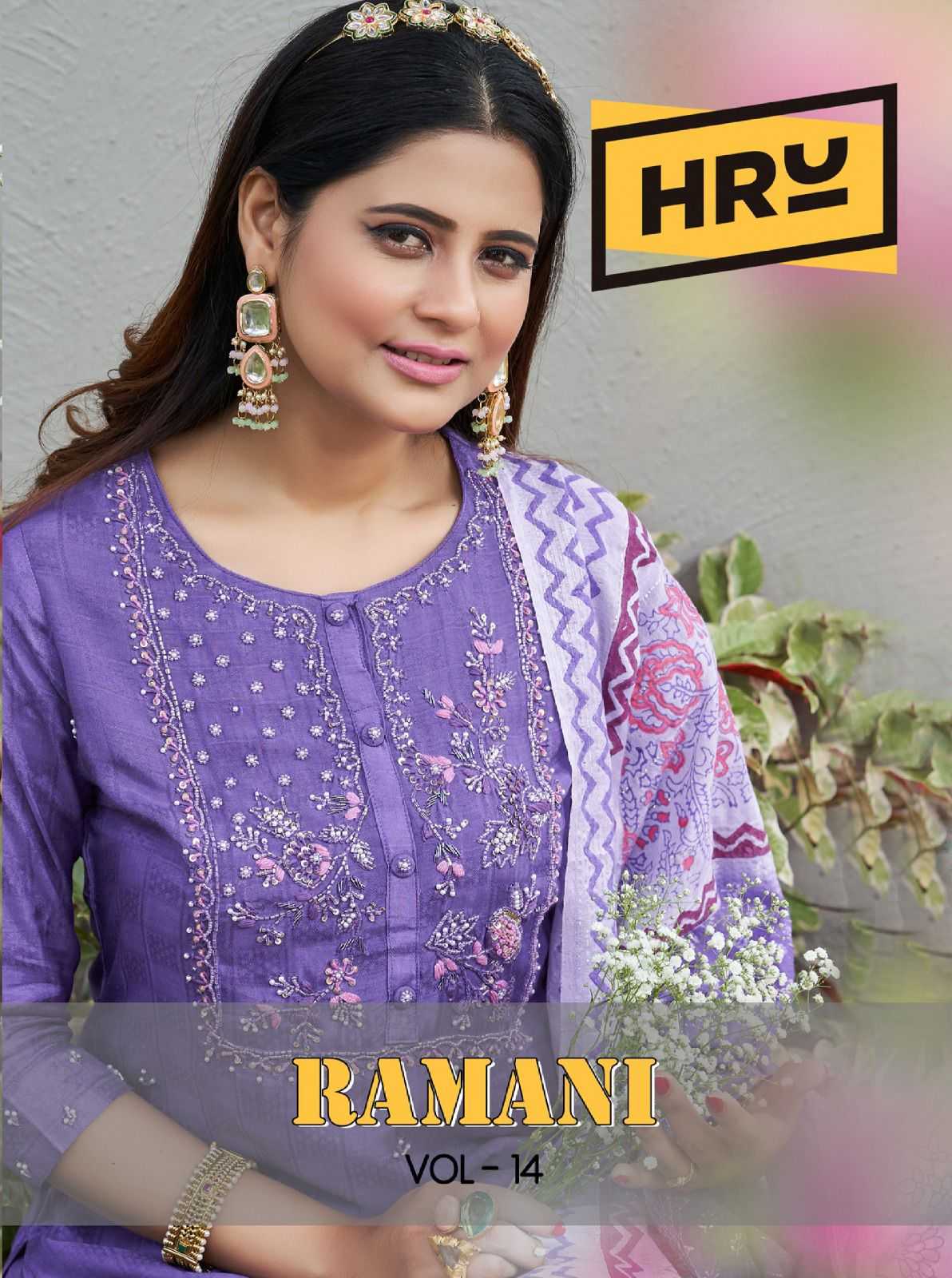 hru presents ramani vol 14 stylish full stitch viscose with hand work salwar suit