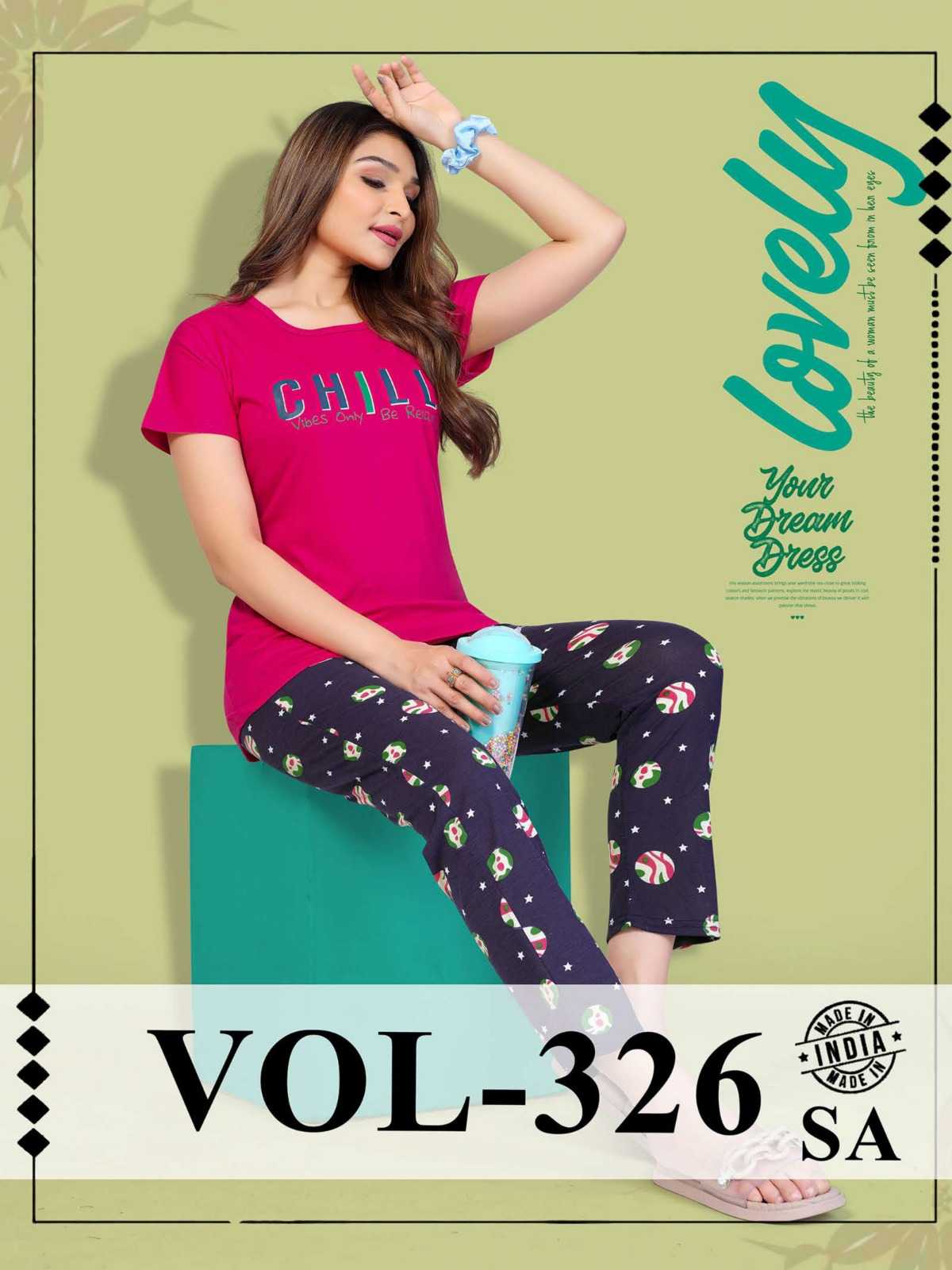 kalavati dove vol 326 beautiful look hosiery cotton t-shirt with payjama catalog