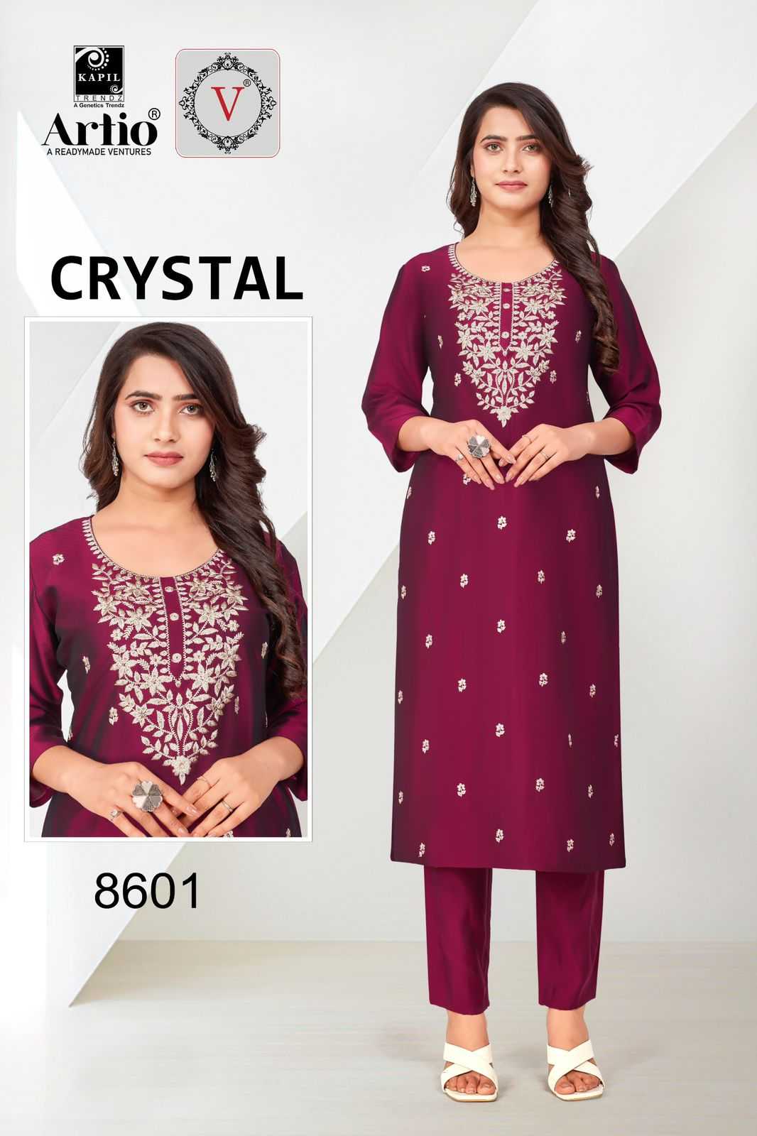 kapil trendz veda crystal full stitch stylish look rangila silk combo set kurti