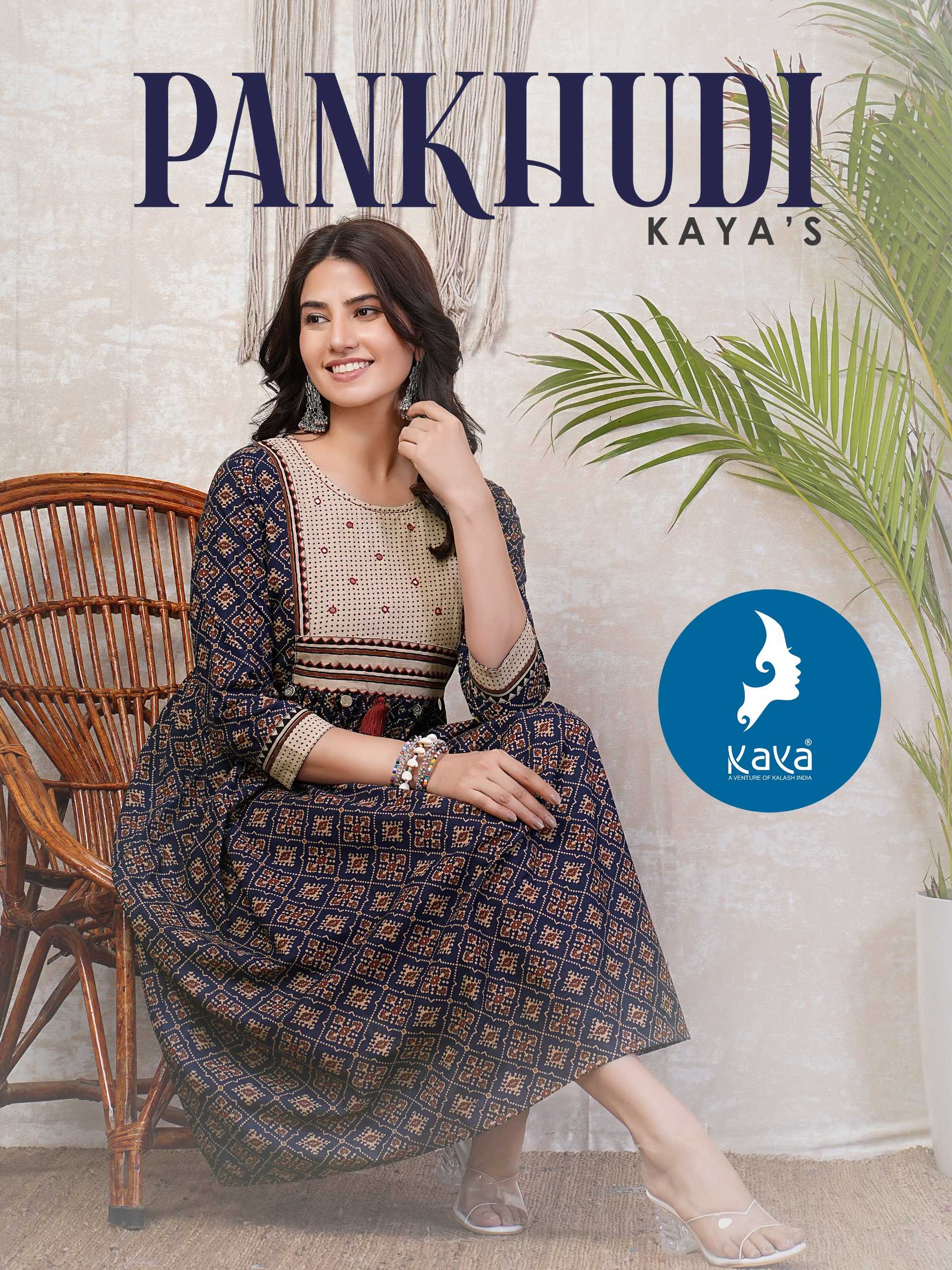 kaya pankhudi fancy gamthi print fully stitch kurti collection