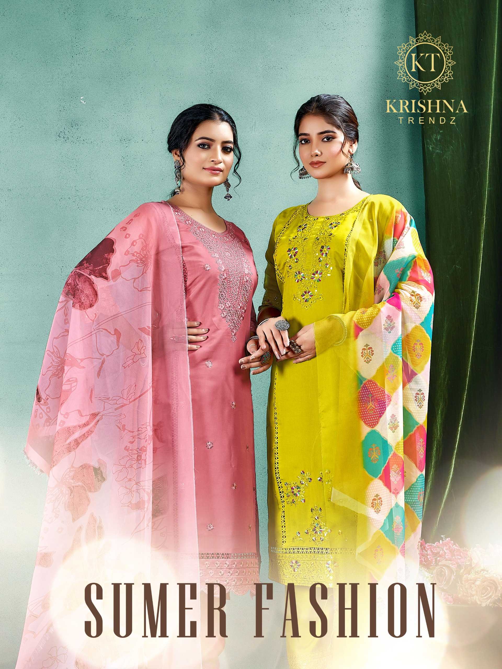 krishna trendz sumer fashion vol 1 full stitch roman si̇lk fancy salwar kameez
