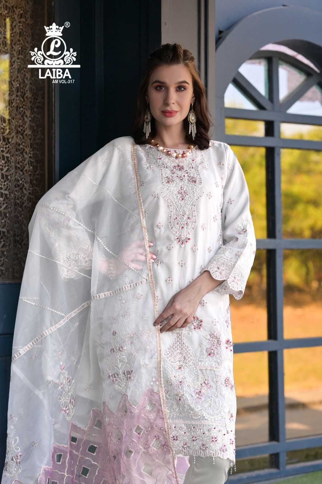 laiba designer vol 317 full stitched dress with embroidery handwork