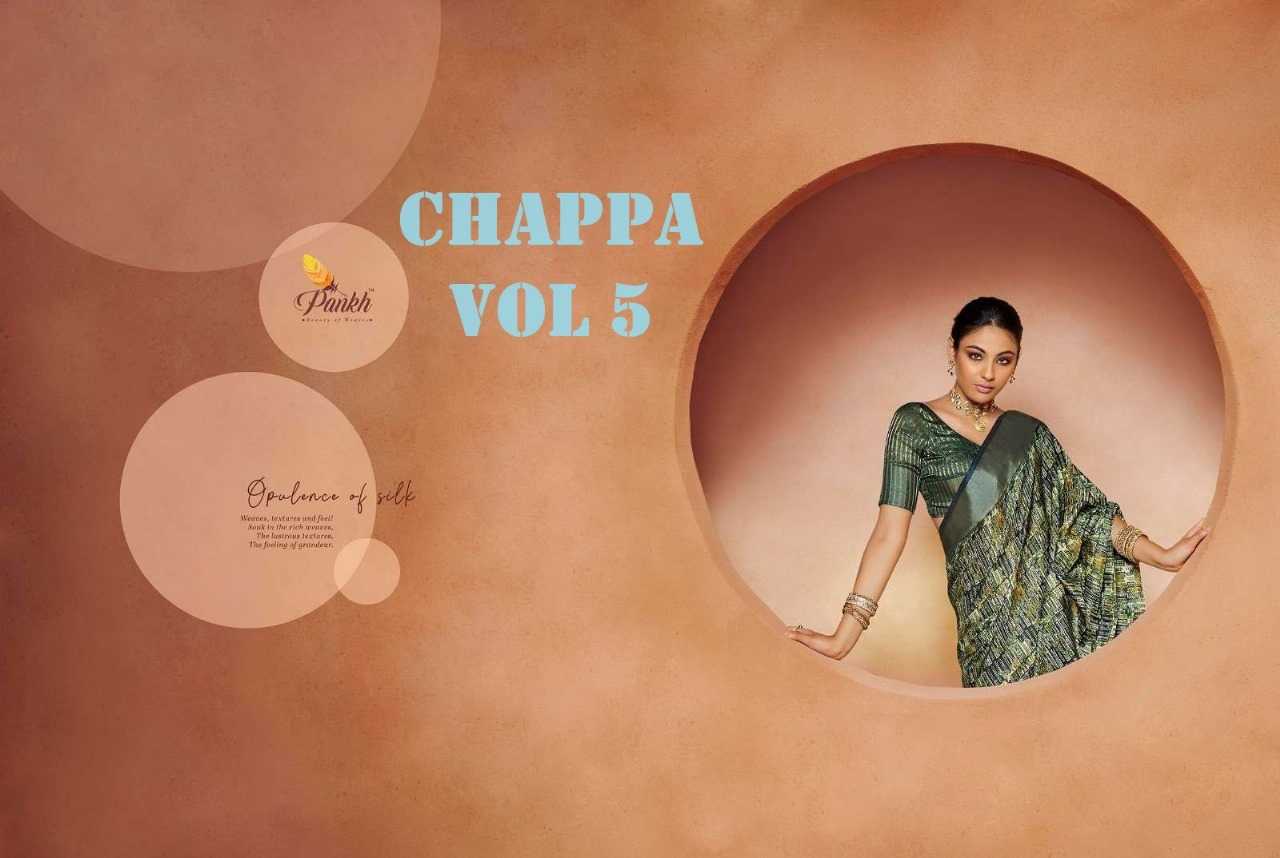  pankh present chappa vol 5 party wear ethnic style chapp silk digital print saree wholesaler