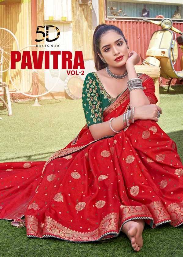 pavitra vol 2 by 5d designer super hit silk butta jequard border embroiderer saree with blouse