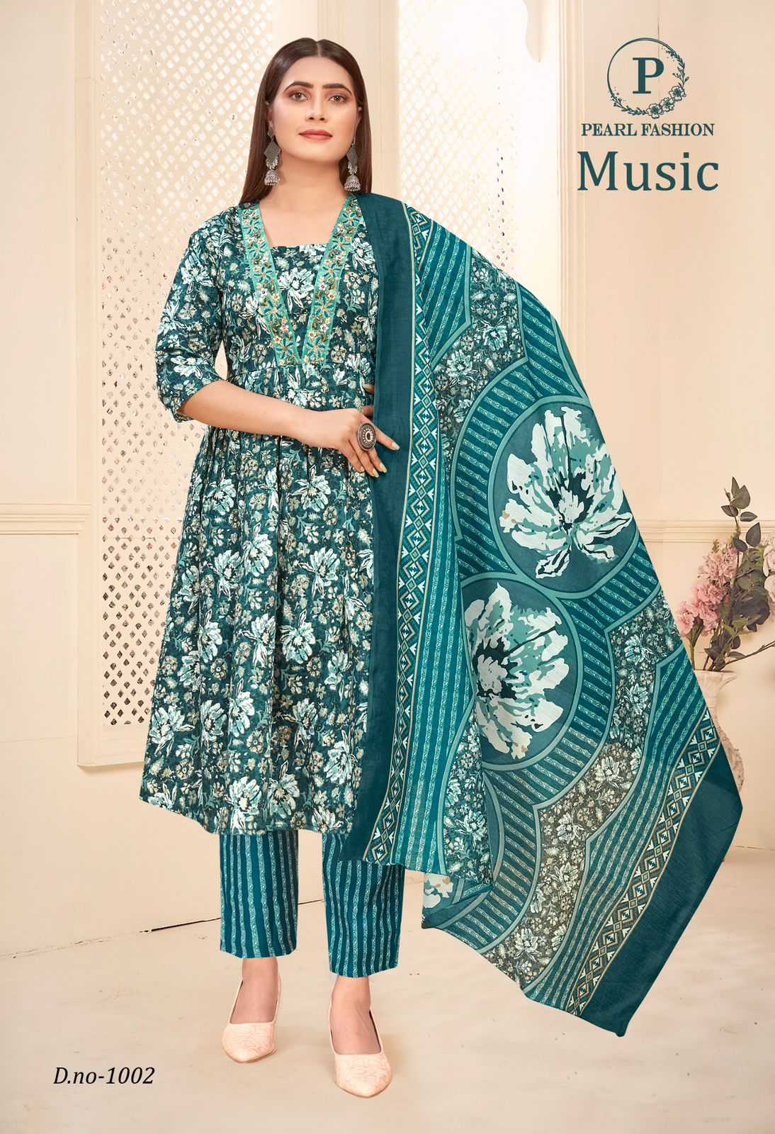 pearl presents music fully stitch stylish v-neck pattern salwar suit
