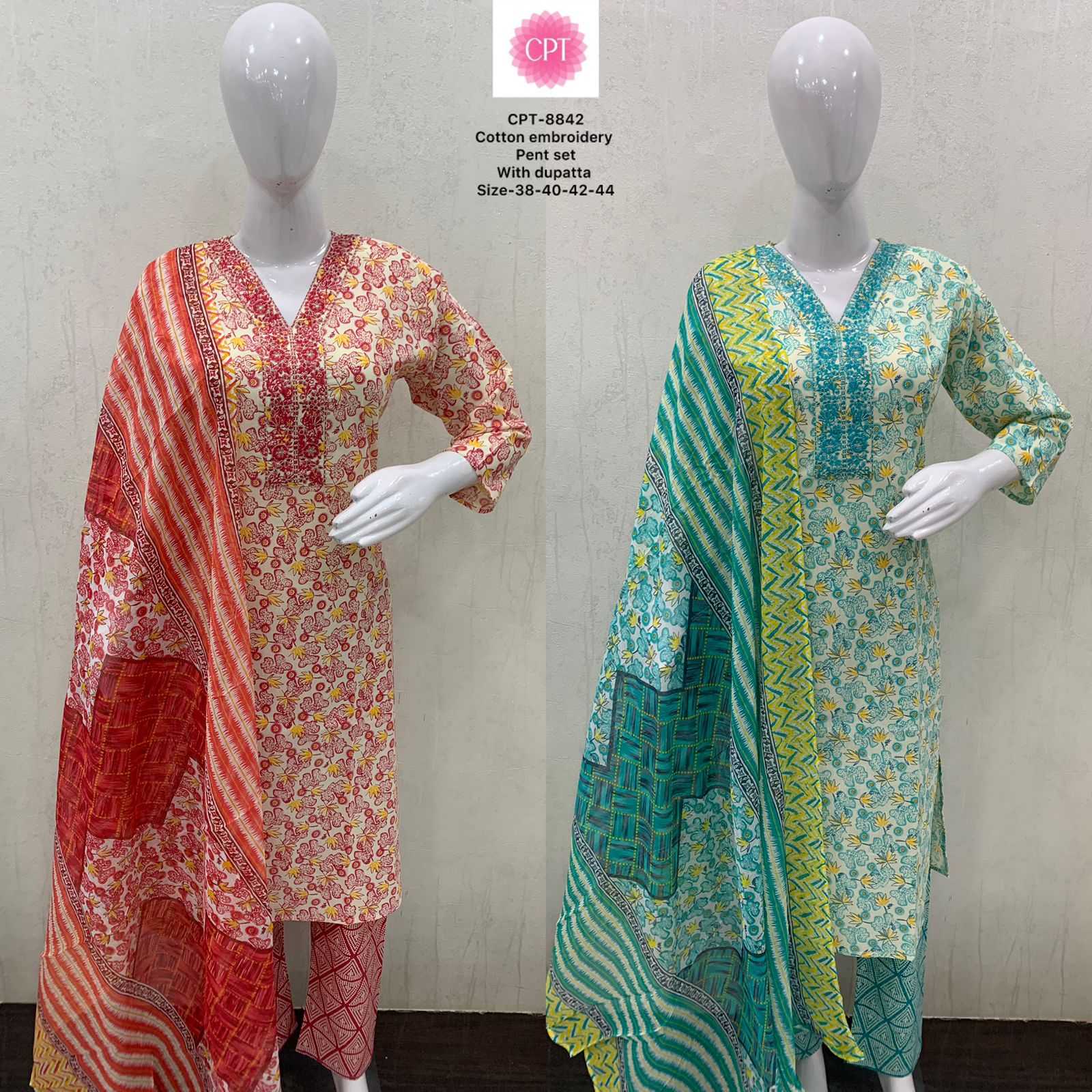 pr cotton embroidery 3 pcs comfortable full stitch salwar kameez combo set