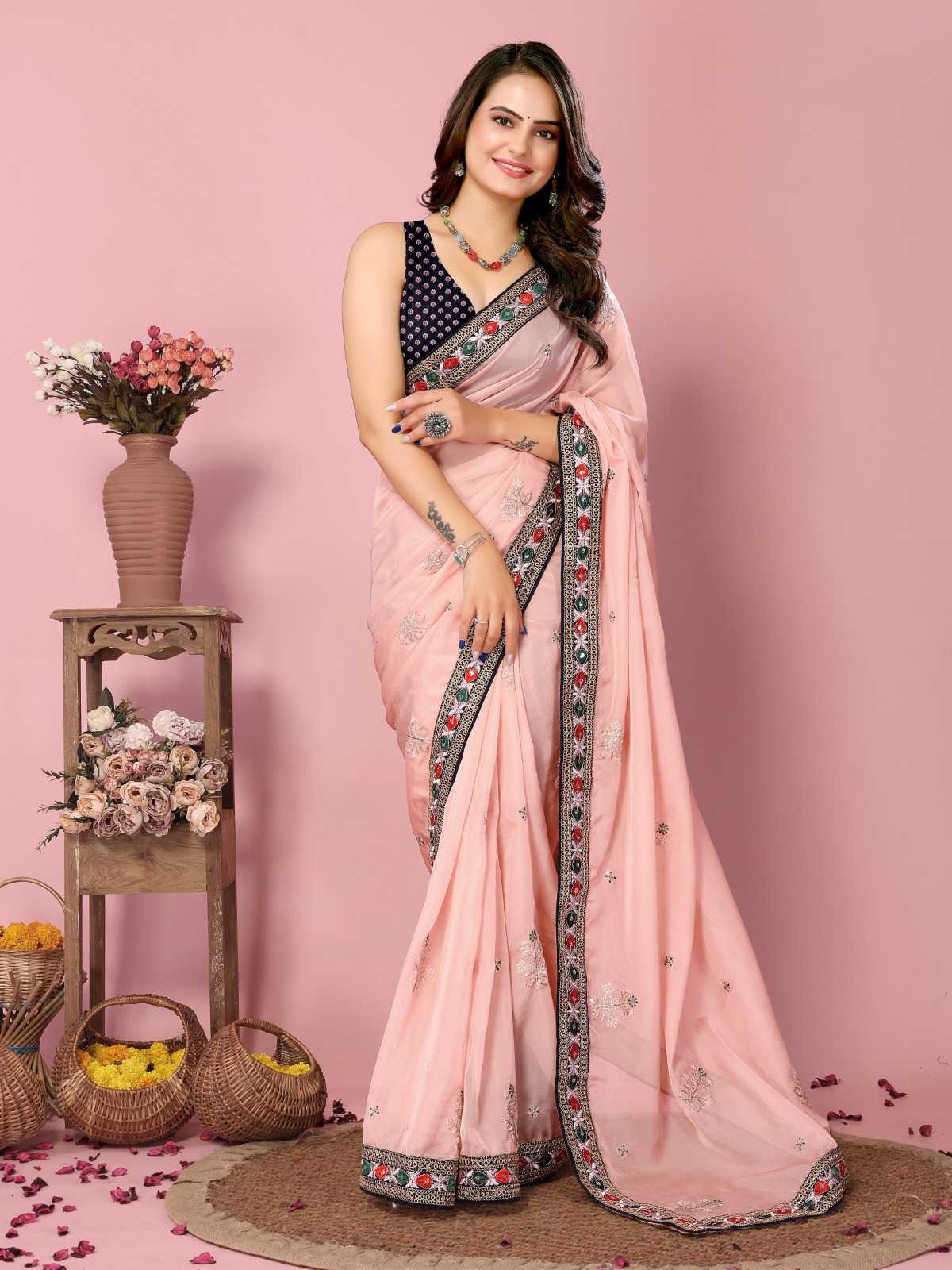 pr kinjal sarees fancy organza silk function wear stylish collection