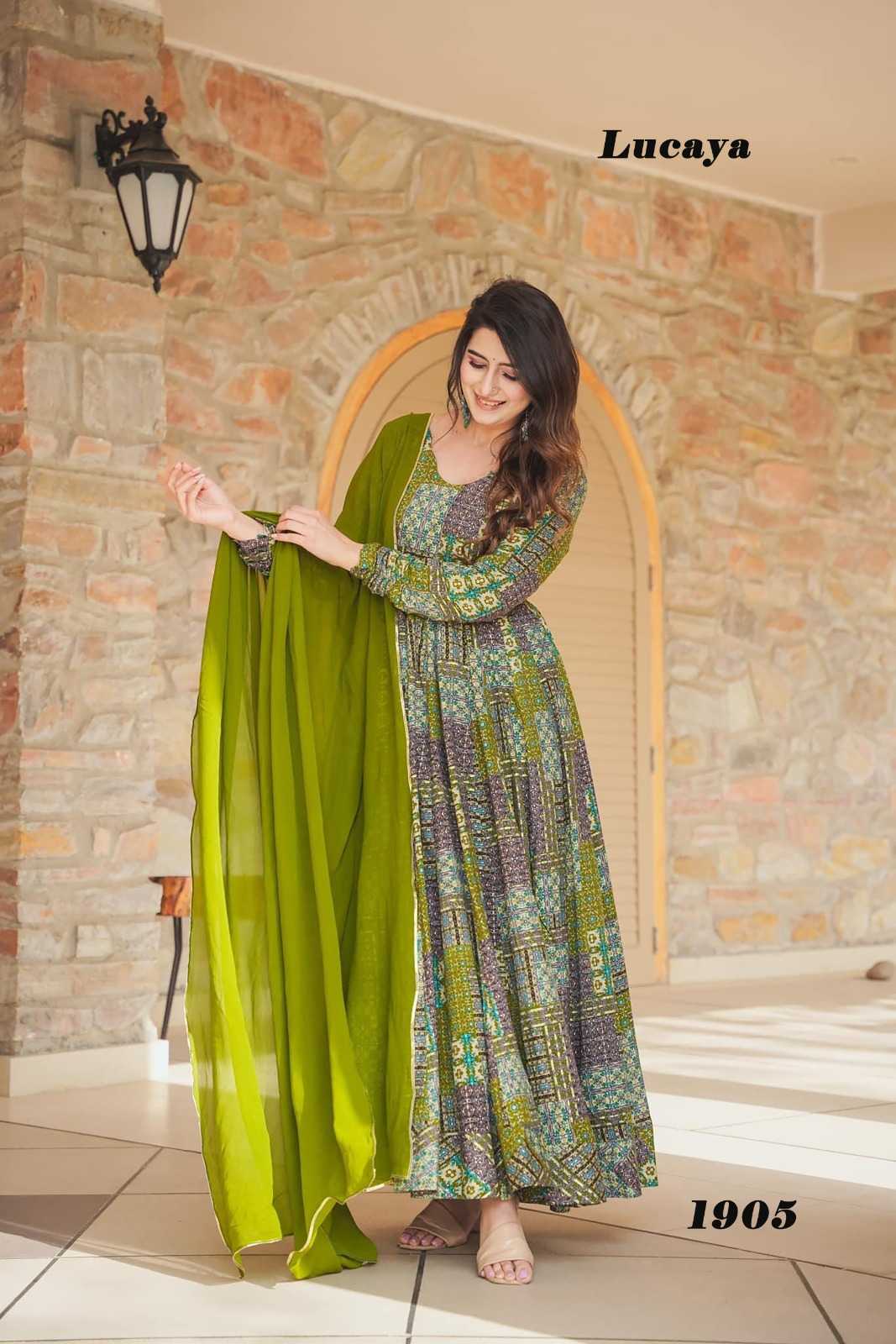 pr lucaya vol 19 beautiful ethnic style full stitch big size gown set collection