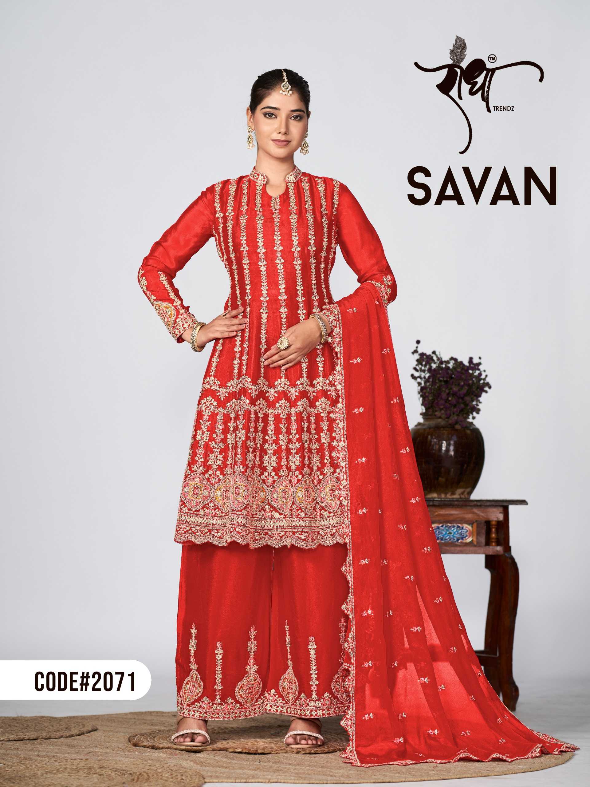 radha trendz presents savan wedding premium chinon full stitch salwar kameez 
