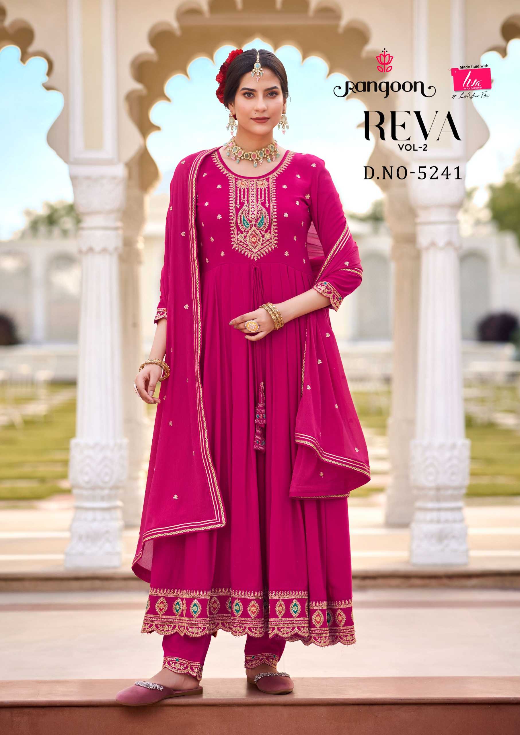  rangoon reva vol 2 launched rayon heavy with embrodery work anarkali style readymade dress 