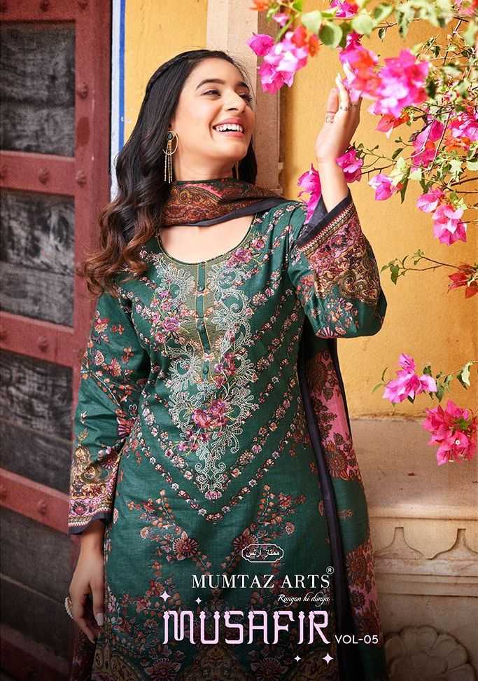 riaz arts musafir vol 5 pakistani salwar kameez with heavy neck embroidery work 