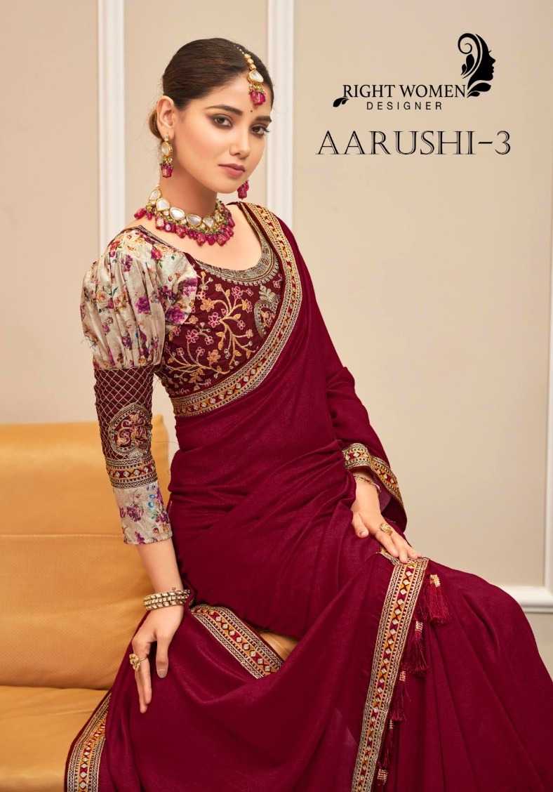 right women designer presents aarushi vol 3 two tone vichitra stylish saree
