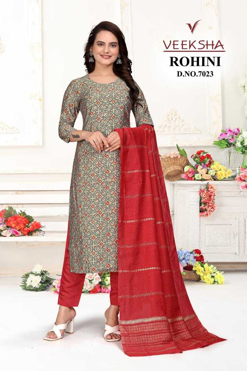 rohini by veeksha stylish modal print readymade salwar kameez combo set